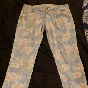 Flower print jeans